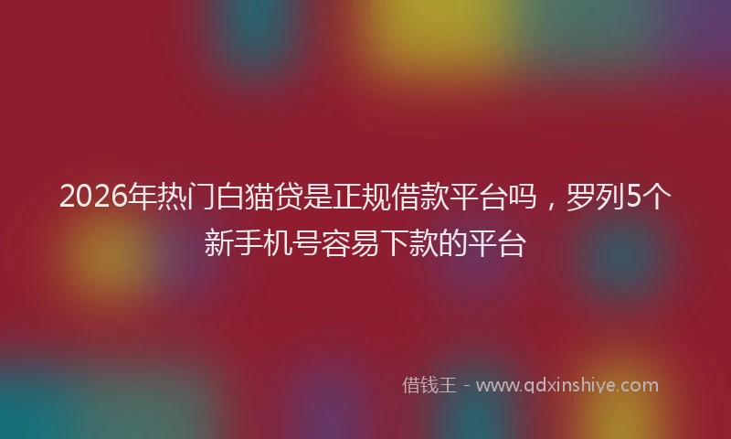 2026年热门白猫贷是正规借款平台吗，罗列5个新手机号容易下款的平台