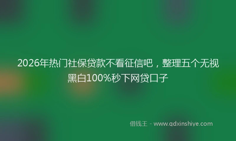 2026年热门社保贷款不看征信吧，整理五个无视黑白100%秒下网贷口子