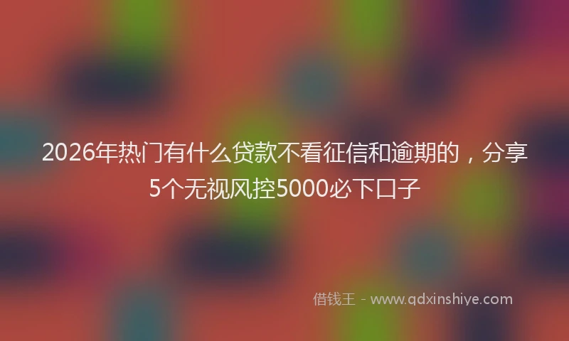 2026年热门有什么贷款不看征信和逾期的，分享5个无视风控5000必下口子