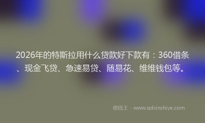 2026年的特斯拉用什么贷款好下款有：360借条、现金飞贷、急速易贷、随易花、维维钱包等。