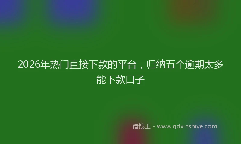 2026年热门直接下款的平台，归纳五个逾期太多能下款口子