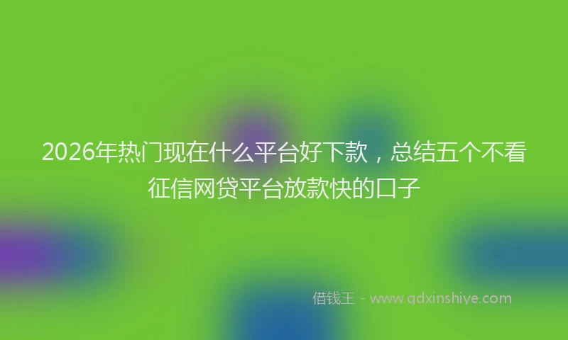 2026年热门现在什么平台好下款，总结五个不看征信网贷平台放款快的口子