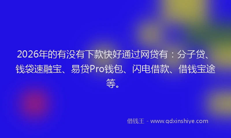 2026年的有没有下款快好通过网贷有：分子贷、钱袋速融宝、易贷Pro钱包、闪电借款、借钱宝途等。