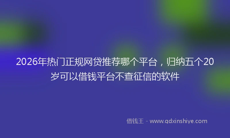 2026年热门正规网贷推荐哪个平台，归纳五个20岁可以借钱平台不查征信的软件