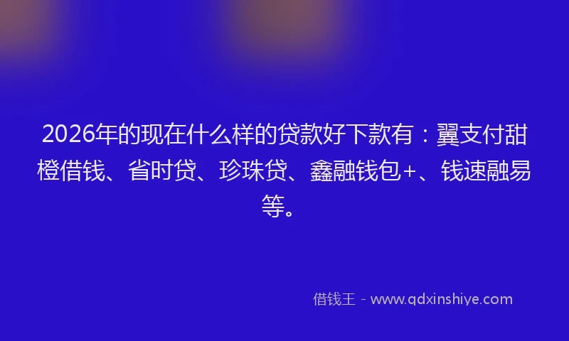 2026年的现在什么样的贷款好下款有：翼支付甜橙借钱、省时贷、珍珠贷、鑫融钱包+、钱速融易等。