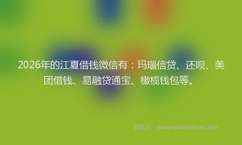 2026年的江夏借钱微信有：玛瑙信贷、还呗、美团借钱、易融贷通宝、橄榄钱包等。