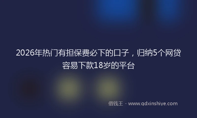 2026年热门有担保费必下的口子，归纳5个网贷容易下款18岁的平台