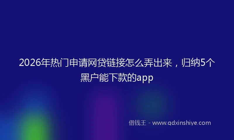 2026年热门申请网贷链接怎么弄出来，归纳5个黑户能下款的app