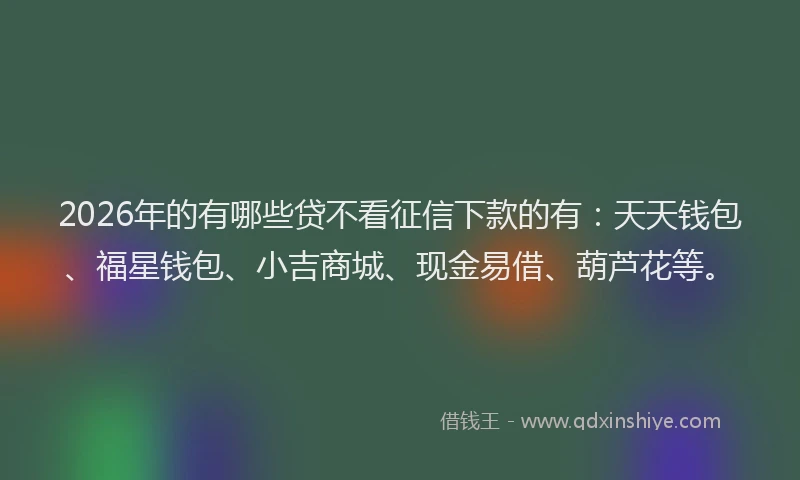 2026年的有哪些贷不看征信下款的有：天天钱包、福星钱包、小吉商城、现金易借、葫芦花等。