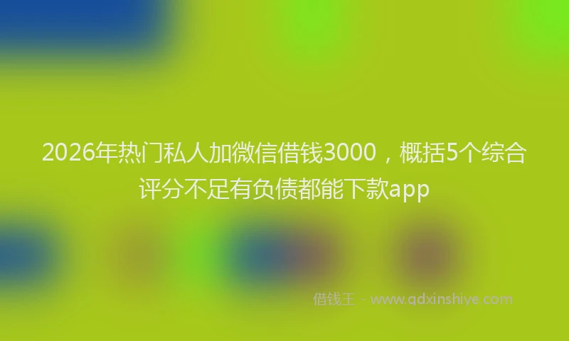 2026年热门私人加微信借钱3000，概括5个综合评分不足有负债都能下款app