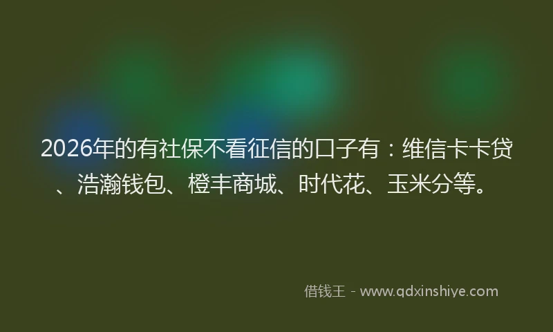 2026年的有社保不看征信的口子有：维信卡卡贷、浩瀚钱包、橙丰商城、时代花、玉米分等。