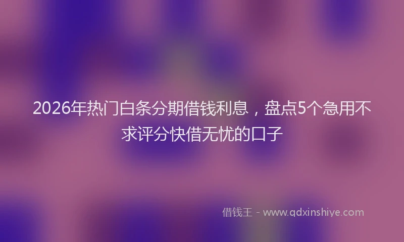 2026年热门白条分期借钱利息，盘点5个急用不求评分快借无忧的口子