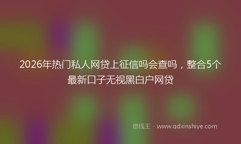 2026年热门私人网贷上征信吗会查吗，整合5个最新口子无视黑白户网贷