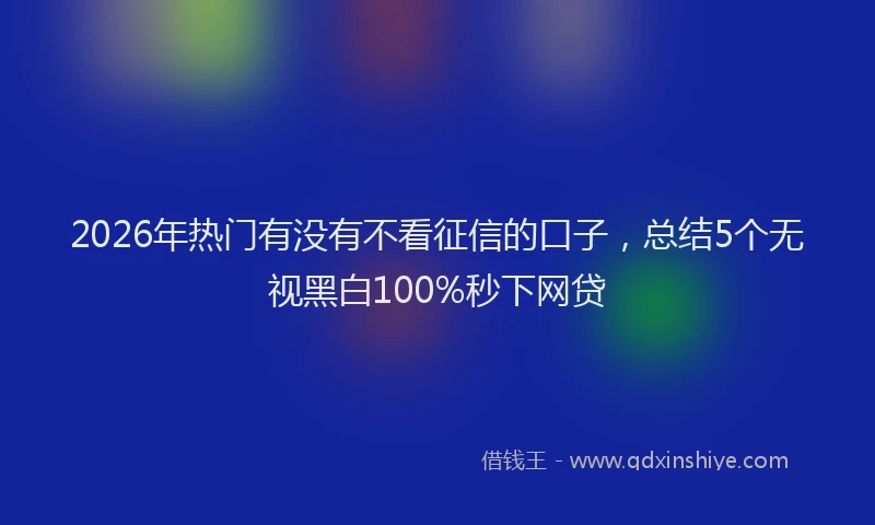 2026年热门有没有不看征信的口子，总结5个无视黑白100%秒下网贷