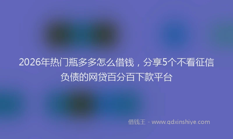 2026年热门瓶多多怎么借钱，分享5个不看征信负债的网贷百分百下款平台