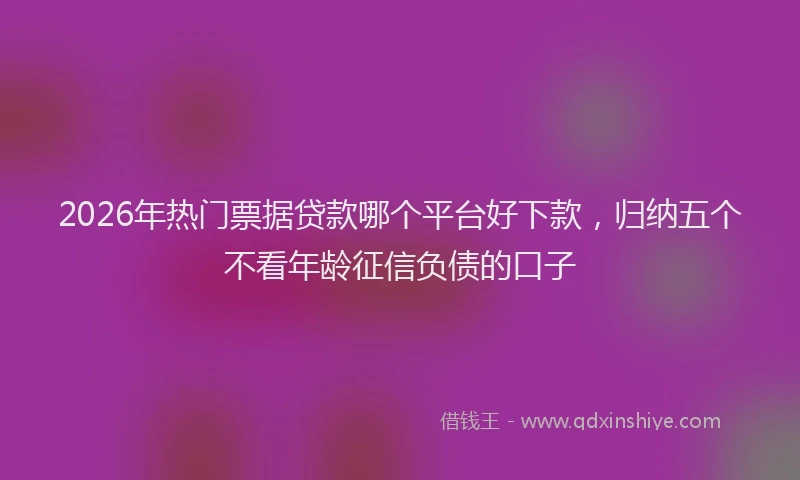 2026年热门票据贷款哪个平台好下款，归纳五个不看年龄征信负债的口子