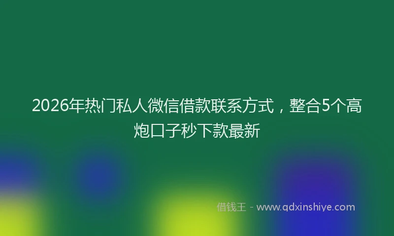 2026年热门私人微信借款联系方式，整合5个高炮口子秒下款最新