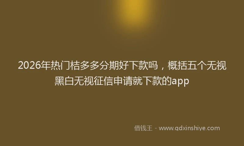 2026年热门桔多多分期好下款吗，概括五个无视黑白无视征信申请就下款的app