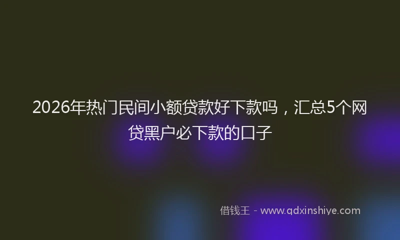 2026年热门民间小额贷款好下款吗，汇总5个网贷黑户必下款的口子