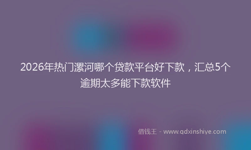 2026年热门漯河哪个贷款平台好下款，汇总5个逾期太多能下款软件