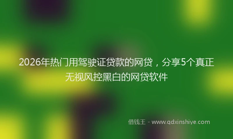 2026年热门用驾驶证贷款的网贷，分享5个真正无视风控黑白的网贷软件