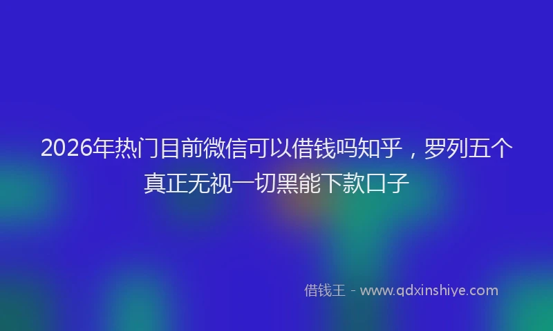 2026年热门目前微信可以借钱吗知乎,罗列五个真正无视一切黑能下款口子