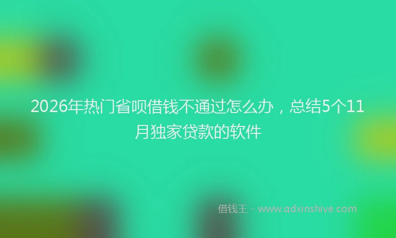 2026年热门省呗借钱不通过怎么办，总结5个11月独家贷款的软件
