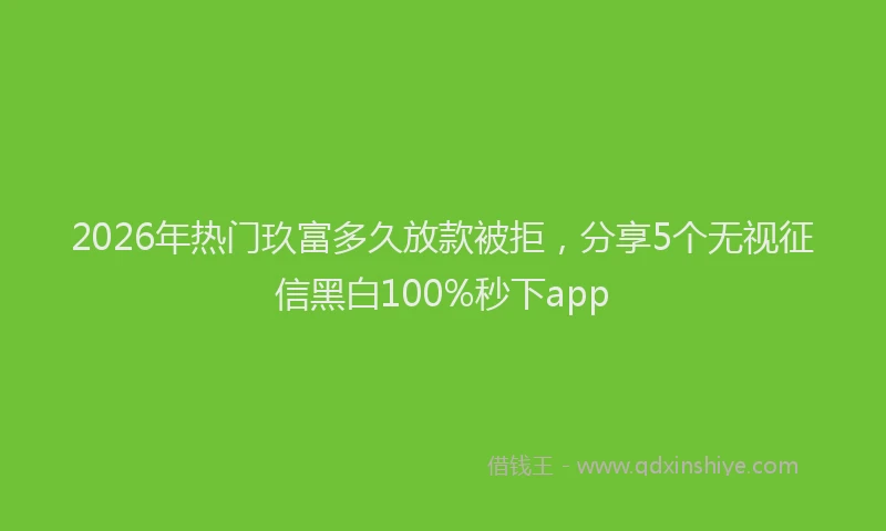 2026年热门玖富多久放款被拒，分享5个无视征信黑白100%秒下app