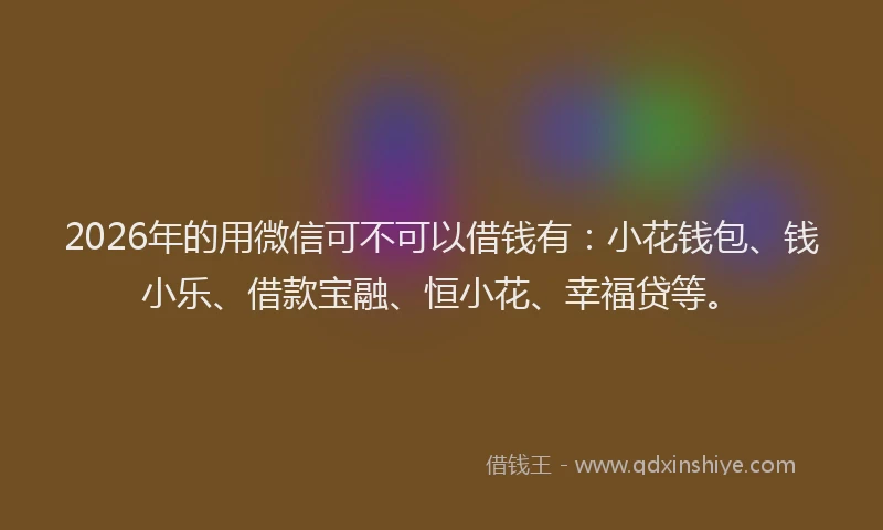 2026年的用微信可不可以借钱有：小花钱包、钱小乐、借款宝融、恒小花、幸福贷等。