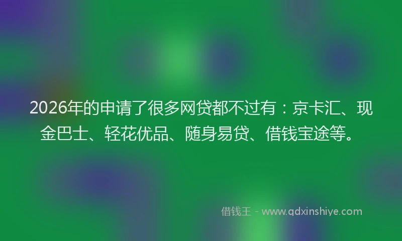 2026年的申请了很多网贷都不过有：京卡汇、现金巴士、轻花优品、随身易贷、借钱宝途等。