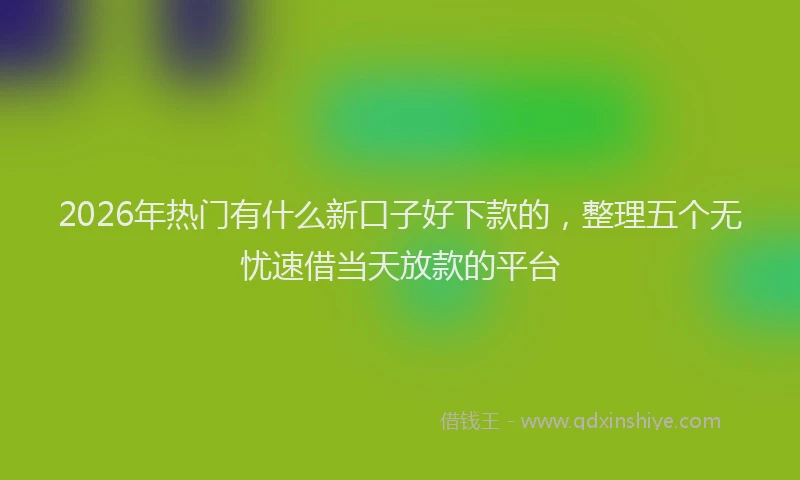 2026年热门有什么新口子好下款的，整理五个无忧速借当天放款的平台