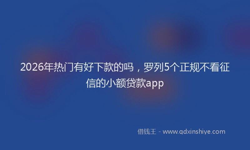 2026年热门有好下款的吗，罗列5个正规不看征信的小额贷款app