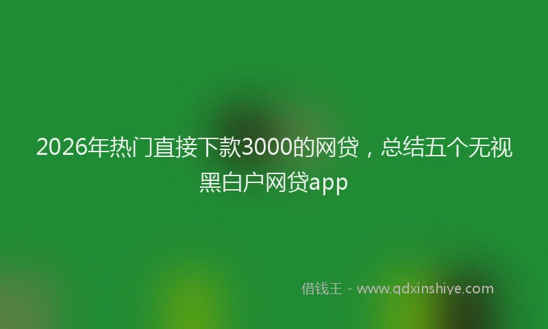 2026年热门直接下款3000的网贷，总结五个无视黑白户网贷app