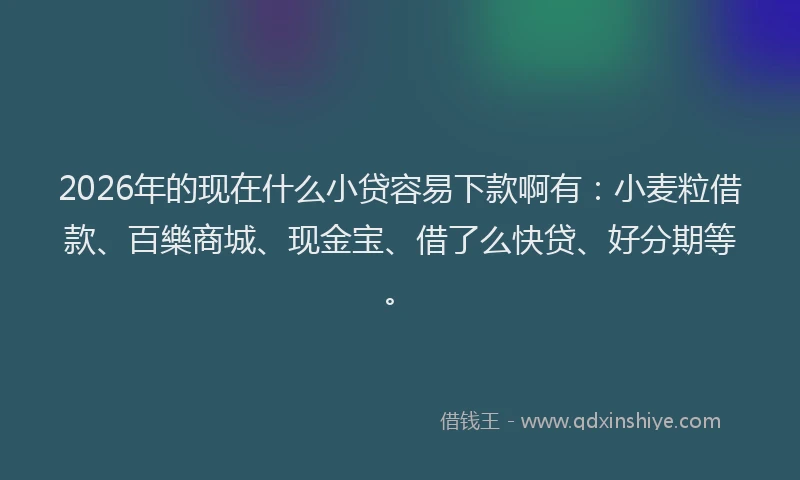 2026年的现在什么小贷容易下款啊有：小麦粒借款、百樂商城、现金宝、借了么快贷、好分期等。