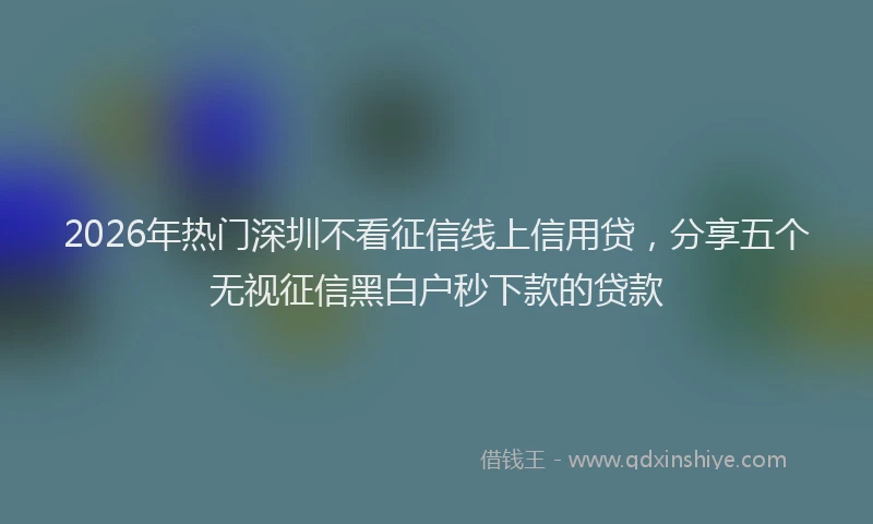 2026年热门深圳不看征信线上信用贷，分享五个无视征信黑白户秒下款的贷款