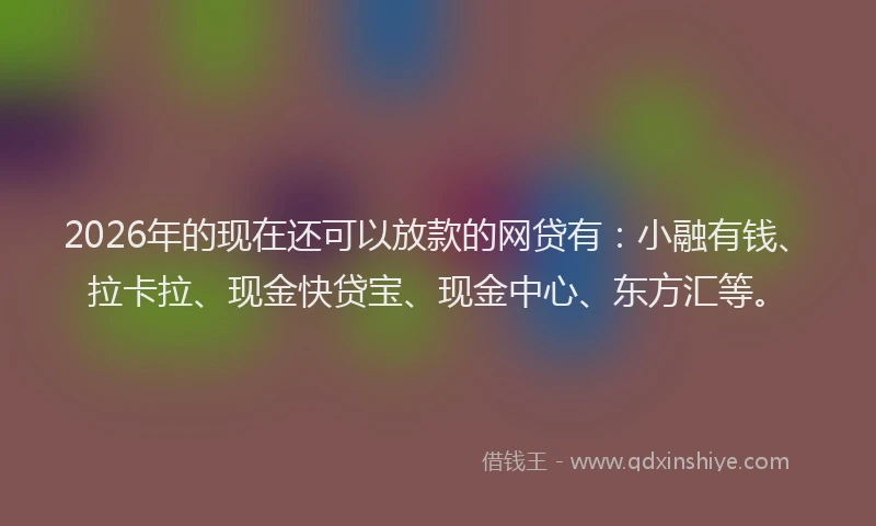 2026年的现在还可以放款的网贷有：小融有钱、拉卡拉、现金快贷宝、现金中心、东方汇等。