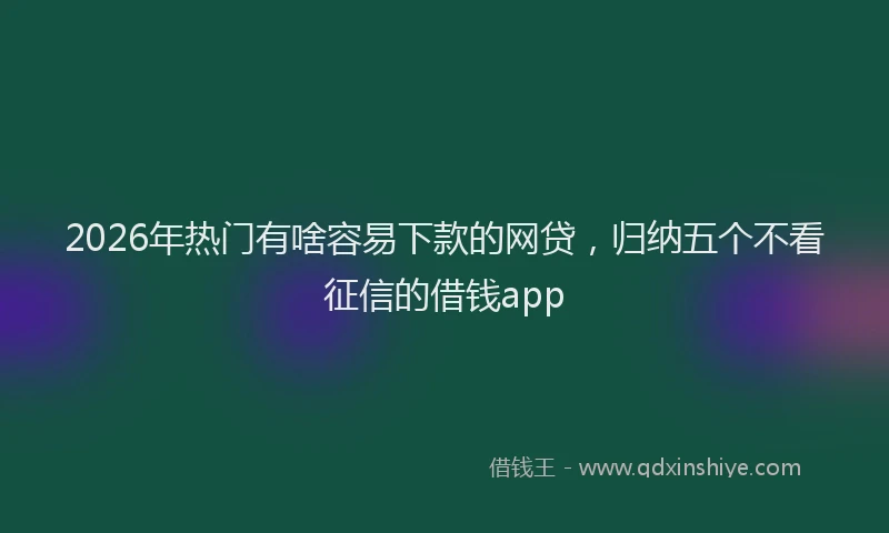 2026年热门有啥容易下款的网贷，归纳五个不看征信的借钱app