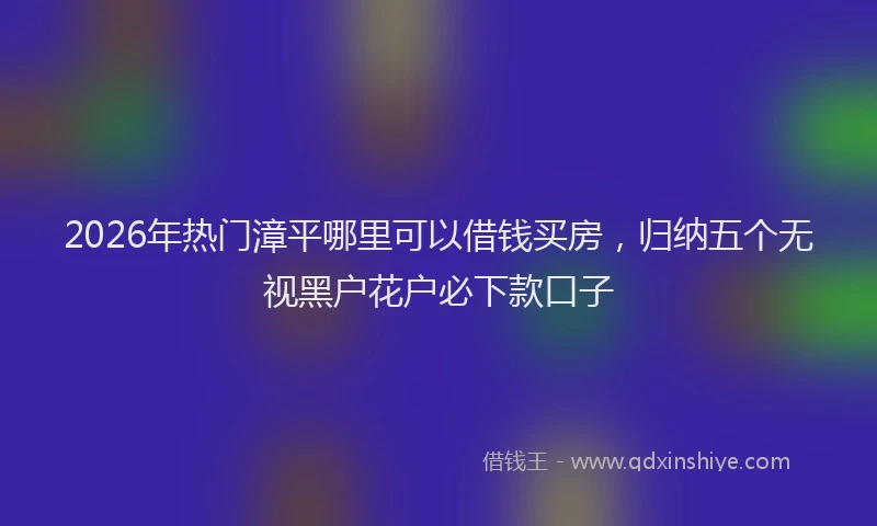 2026年热门漳平哪里可以借钱买房，归纳五个无视黑户花户必下款口子