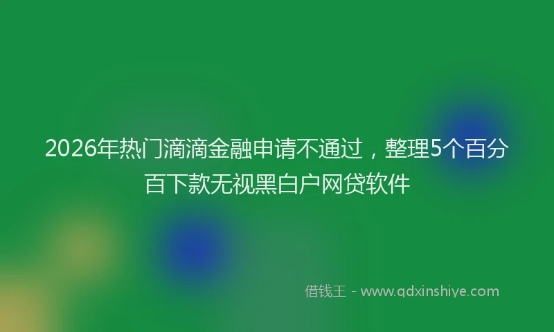 2026年热门滴滴金融申请不通过，整理5个百分百下款无视黑白户网贷软件