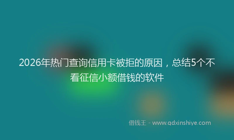 2026年热门查询信用卡被拒的原因，总结5个不看征信小额借钱的软件