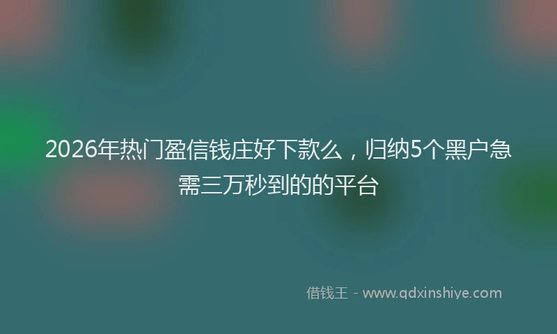2026年热门盈信钱庄好下款么，归纳5个黑户急需三万秒到的的平台