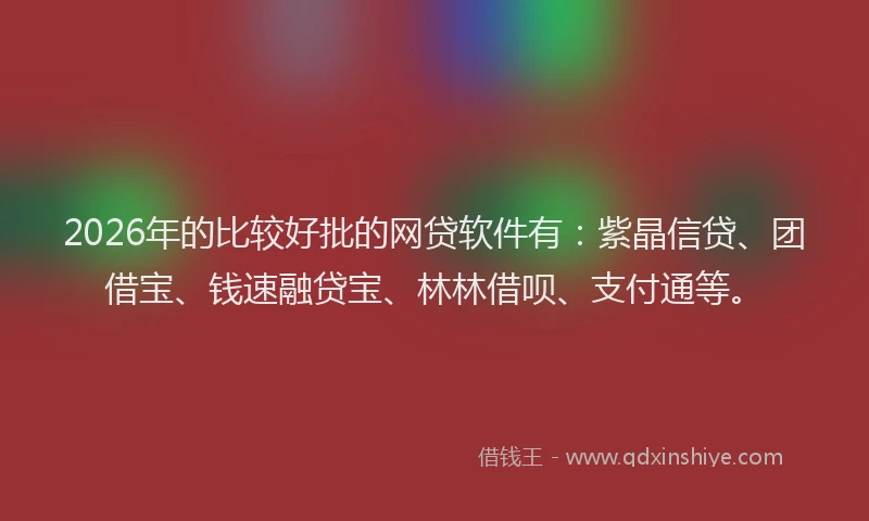 2026年的比较好批的网贷软件有：紫晶信贷、团借宝、钱速融贷宝、林林借呗、支付通等。