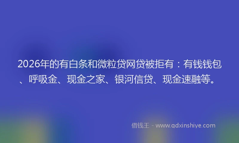 2026年的有白条和微粒贷网贷被拒有：有钱钱包、呼吸金、现金之家、银河信贷、现金速融等。