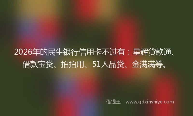2026年的民生银行信用卡不过有：星辉贷款通、借款宝贷、拍拍用、51人品贷、金满满等。