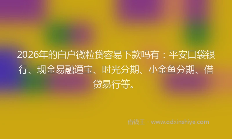 2026年的白户微粒贷容易下款吗有：平安口袋银行、现金易融通宝、时光分期、小金鱼分期、借贷易行等。