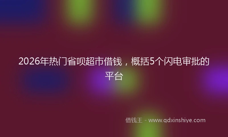 2026年热门省呗超市借钱，概括5个闪电审批的平台
