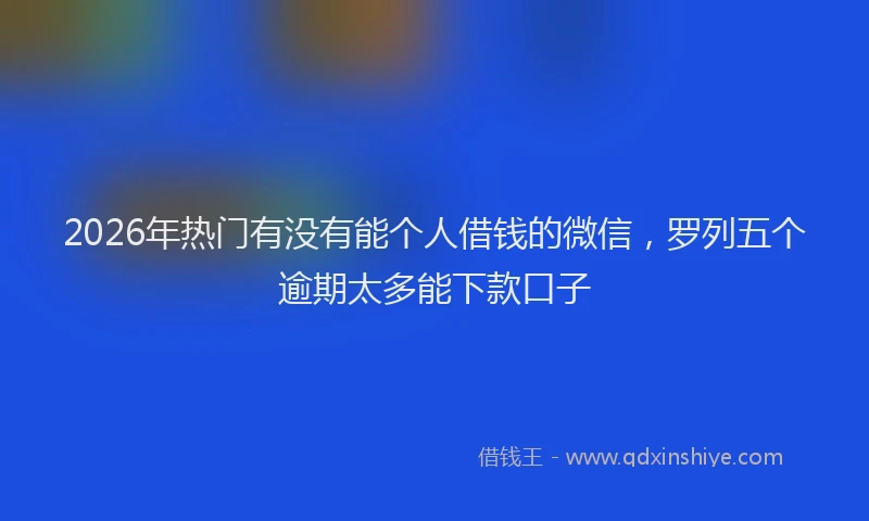 2026年热门有没有能个人借钱的微信，罗列五个逾期太多能下款口子