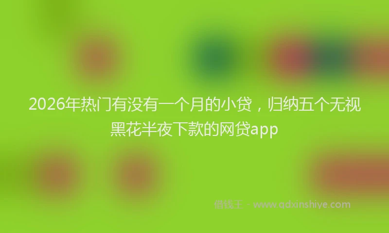 2026年热门有没有一个月的小贷，归纳五个无视黑花半夜下款的网贷app