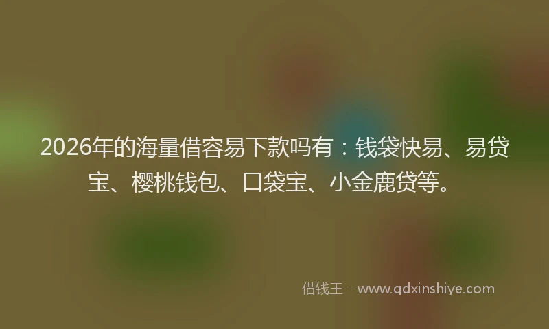 2026年的海量借容易下款吗有：钱袋快易、易贷宝、樱桃钱包、口袋宝、小金鹿贷等。