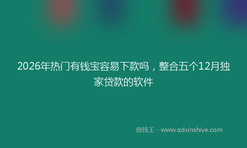 2026年热门有钱宝容易下款吗，整合五个12月独家贷款的软件